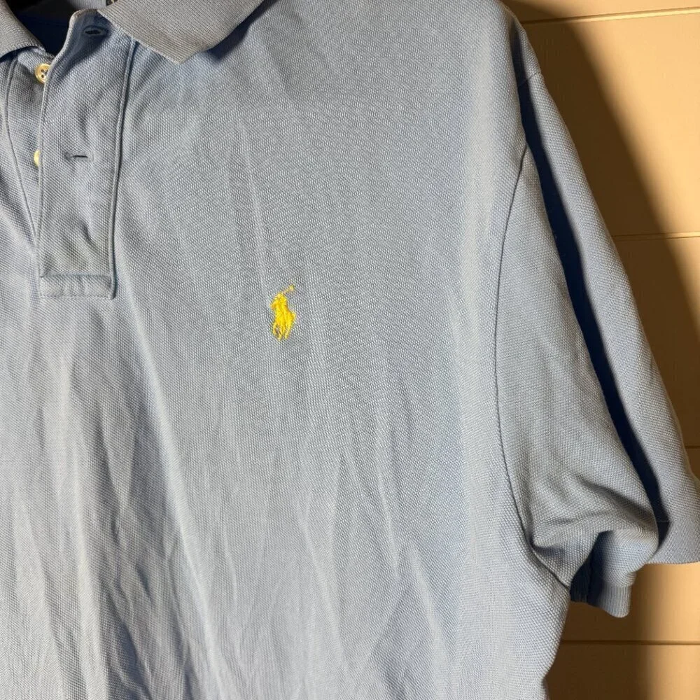 Polo by Ralph Lauren Short Sleeve Polo Baby Blue with Yellow Pony Size XL